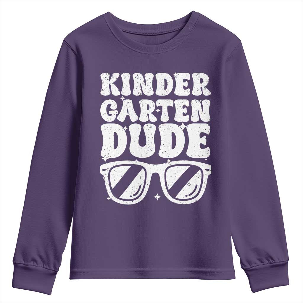 Kindergarten Dude Youth Sweatshirt Funny Back to School First Day Of Kinder Graduation TS10 Purple Print Your Wear