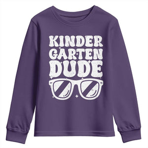 Kindergarten Dude Youth Sweatshirt Funny Back to School First Day Of Kinder Graduation TS10 Purple Print Your Wear