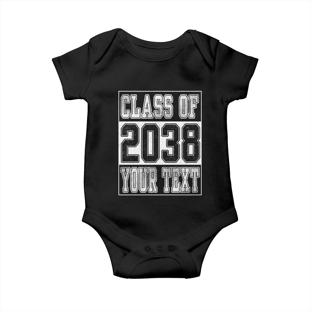 Personalized Class of 2038 Baby Onesie Custom Name Grow With Me To Graduation TS10 Black Print Your Wear