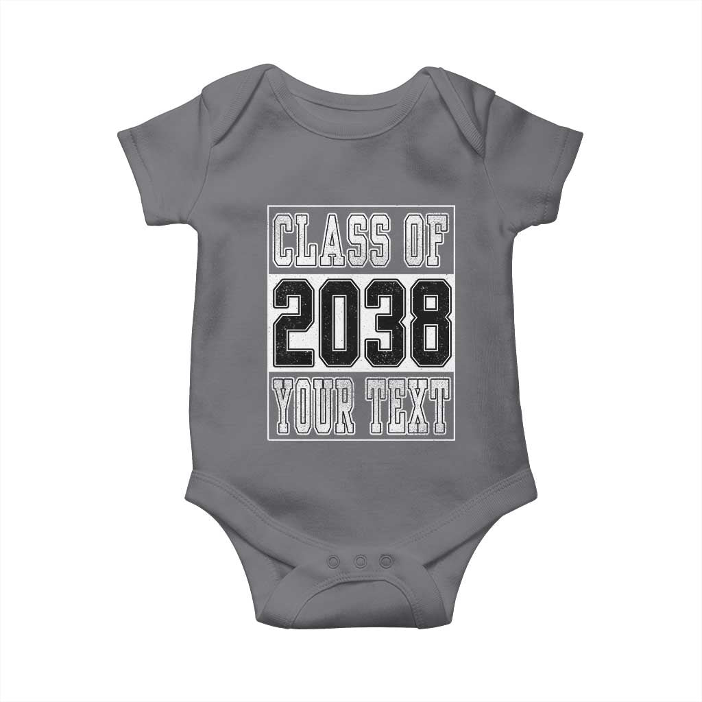 Personalized Class of 2038 Baby Onesie Custom Name Grow With Me To Graduation TS10 Charcoal Print Your Wear
