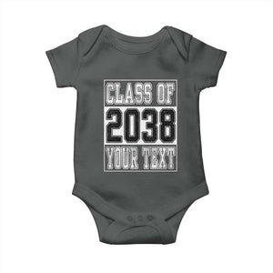 Personalized Class of 2038 Baby Onesie Custom Name Grow With Me To Graduation TS10 Dark Heather Print Your Wear