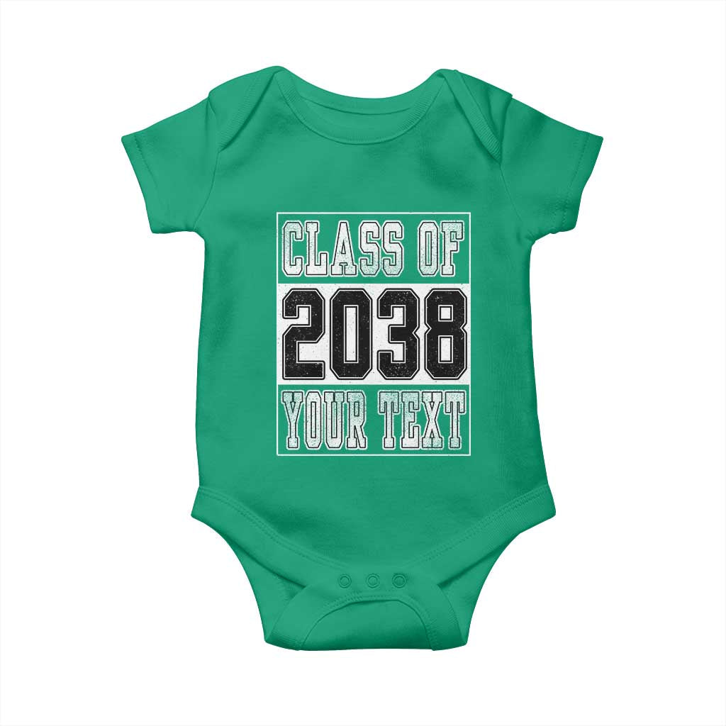 Personalized Class of 2038 Baby Onesie Custom Name Grow With Me To Graduation TS10 Irish Green Print Your Wear