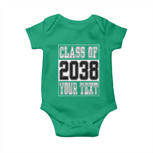 Personalized Class of 2038 Baby Onesie Custom Name Grow With Me To Graduation TS10 Irish Green Print Your Wear