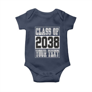 Personalized Class of 2038 Baby Onesie Custom Name Grow With Me To Graduation TS10 Navy Print Your Wear