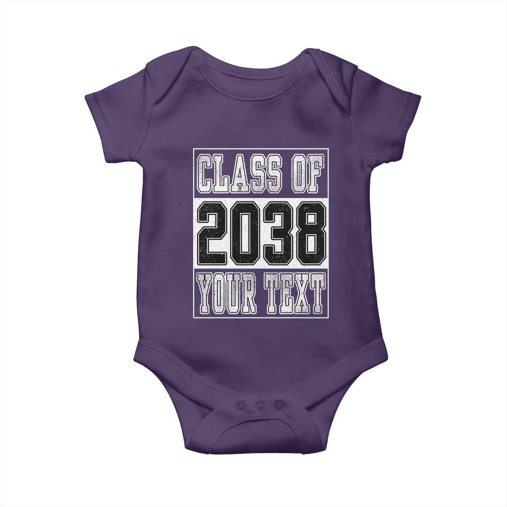 Personalized Class of 2038 Baby Onesie Custom Name Grow With Me To Graduation TS10 Purple Print Your Wear