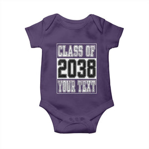 Personalized Class of 2038 Baby Onesie Custom Name Grow With Me To Graduation TS10 Purple Print Your Wear