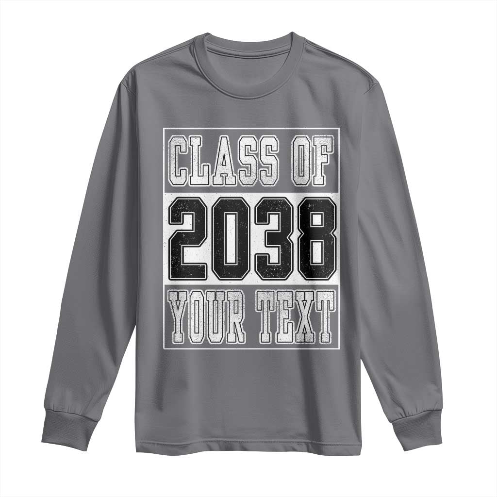 Personalized Class of 2038 Long Sleeve Shirt Custom Name Grow With Me To Graduation TS10 Charcoal Print Your Wear