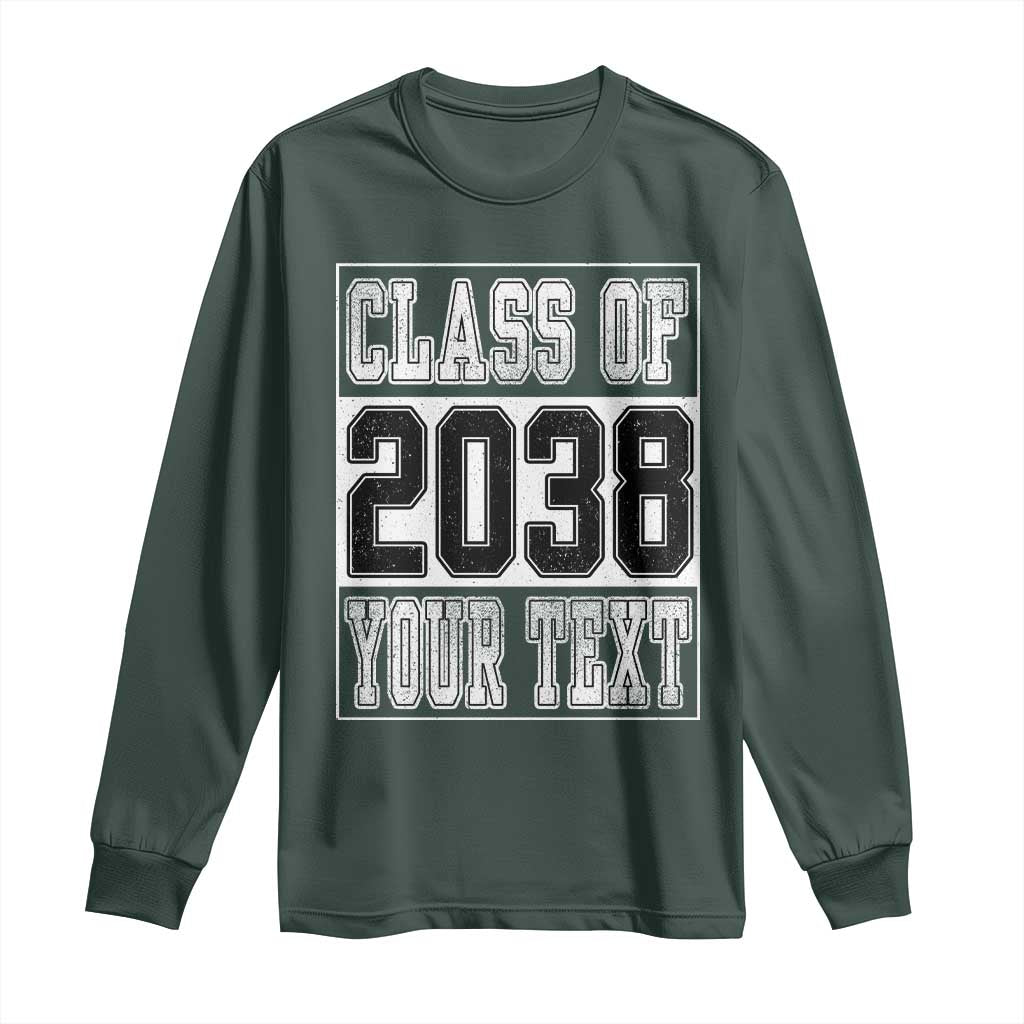 Personalized Class of 2038 Long Sleeve Shirt Custom Name Grow With Me To Graduation TS10 Dark Forest Green Print Your Wear