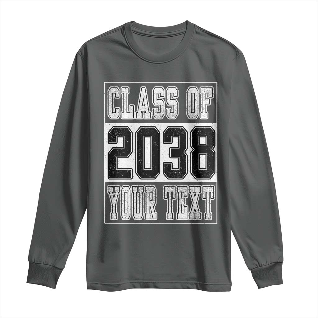 Personalized Class of 2038 Long Sleeve Shirt Custom Name Grow With Me To Graduation TS10 Dark Heather Print Your Wear