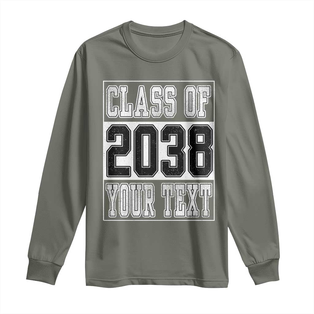 Personalized Class of 2038 Long Sleeve Shirt Custom Name Grow With Me To Graduation TS10 Military Green Print Your Wear