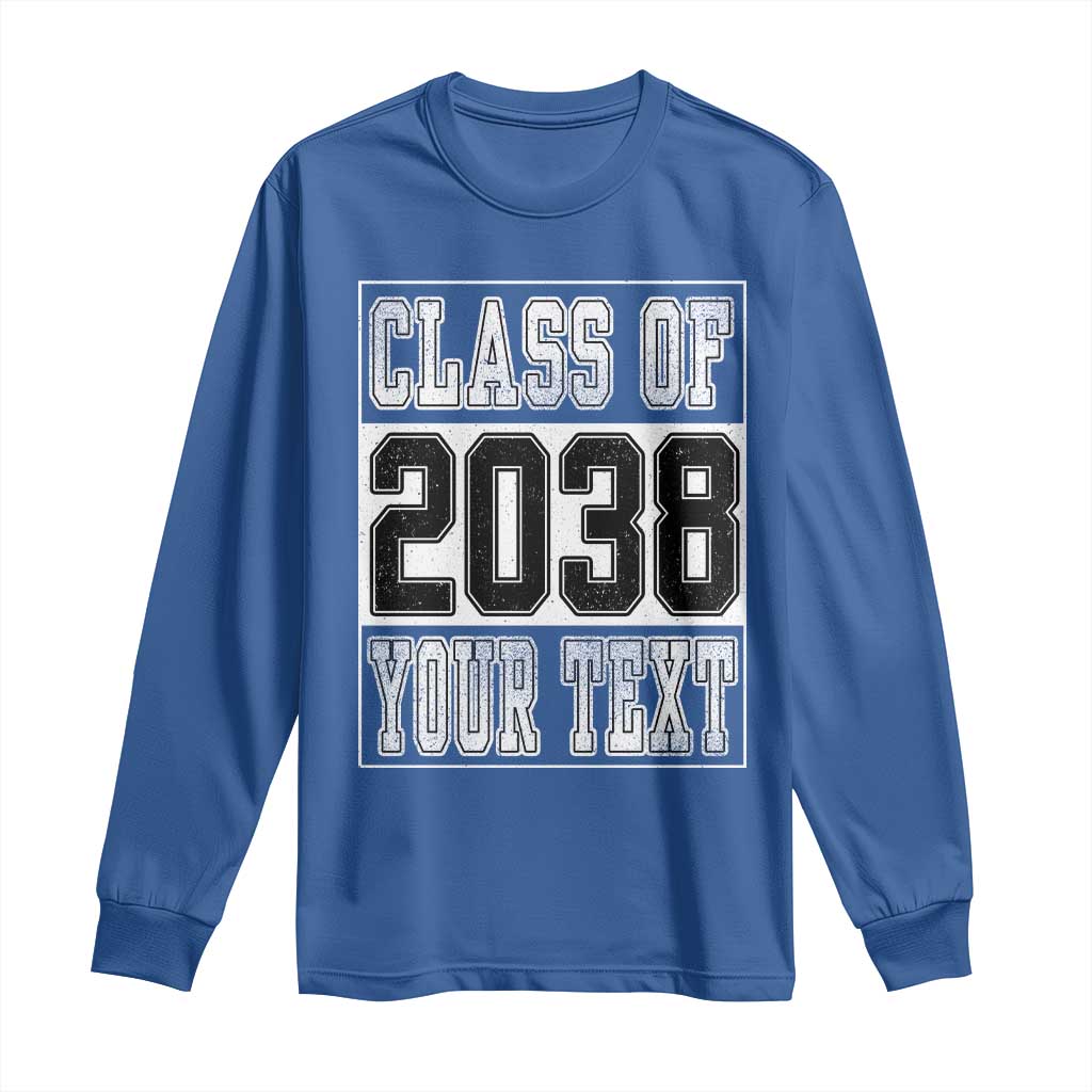 Personalized Class of 2038 Long Sleeve Shirt Custom Name Grow With Me To Graduation TS10 Royal Blue Print Your Wear