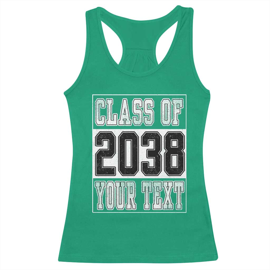 Personalized Class of 2038 Racerback Tank Top Custom Name Grow With Me To Graduation TS10 Irish Green Print Your Wear