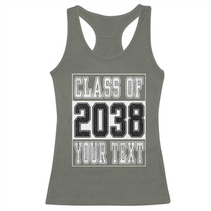 Personalized Class of 2038 Racerback Tank Top Custom Name Grow With Me To Graduation TS10 Military Green Print Your Wear