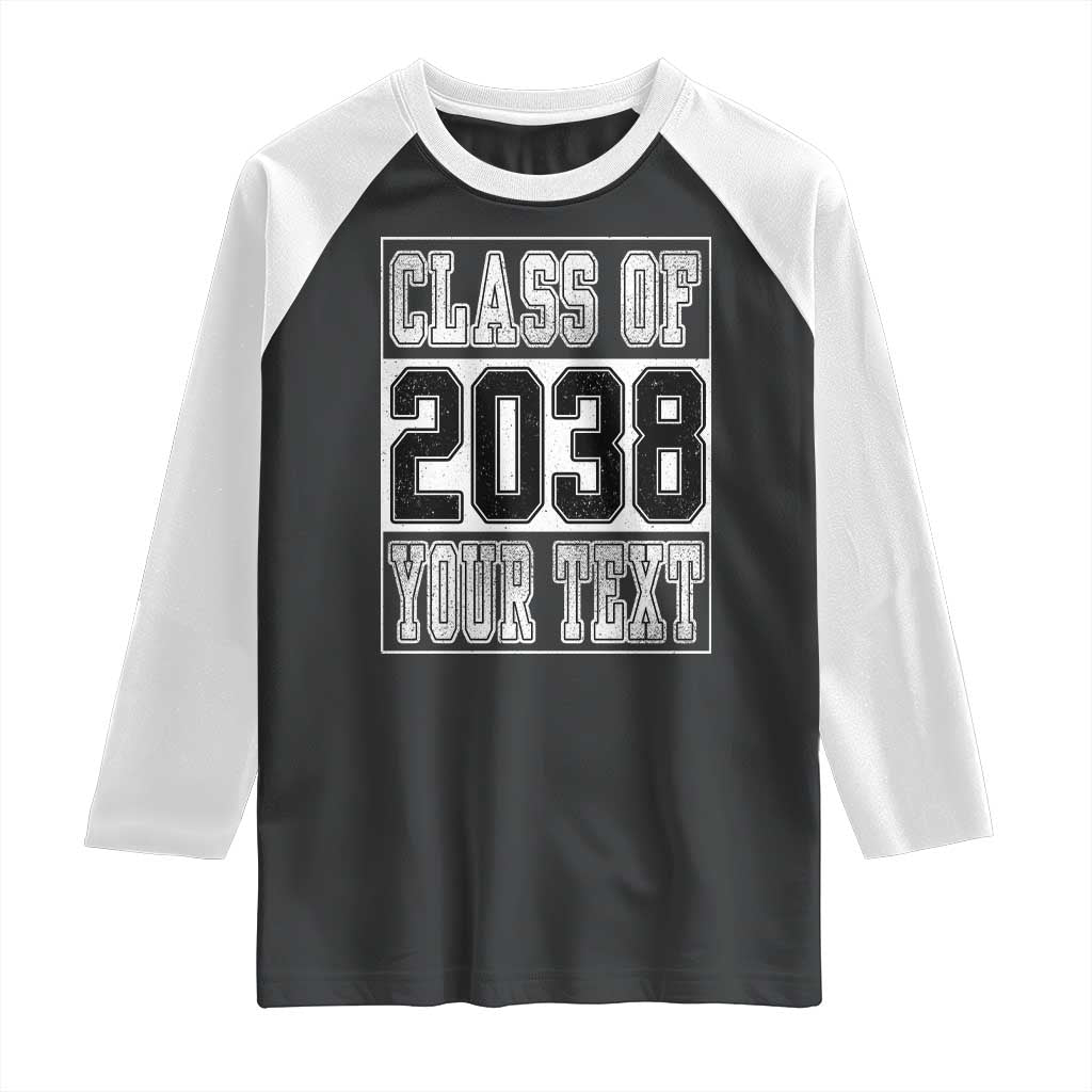 Personalized Class of 2038 Raglan Shirt Custom Name Grow With Me To Graduation TS10 Black White Print Your Wear