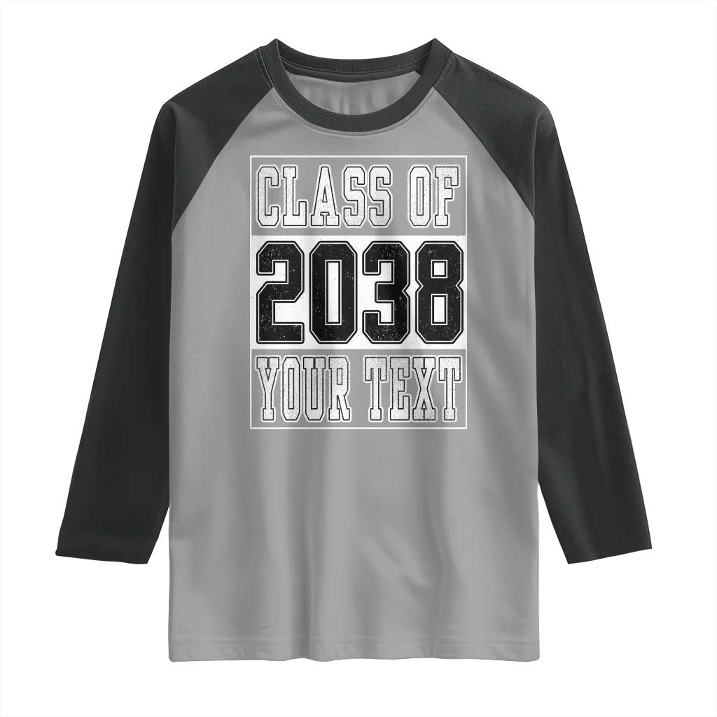 Personalized Class of 2038 Raglan Shirt Custom Name Grow With Me To Graduation TS10 Sport Gray Black Print Your Wear