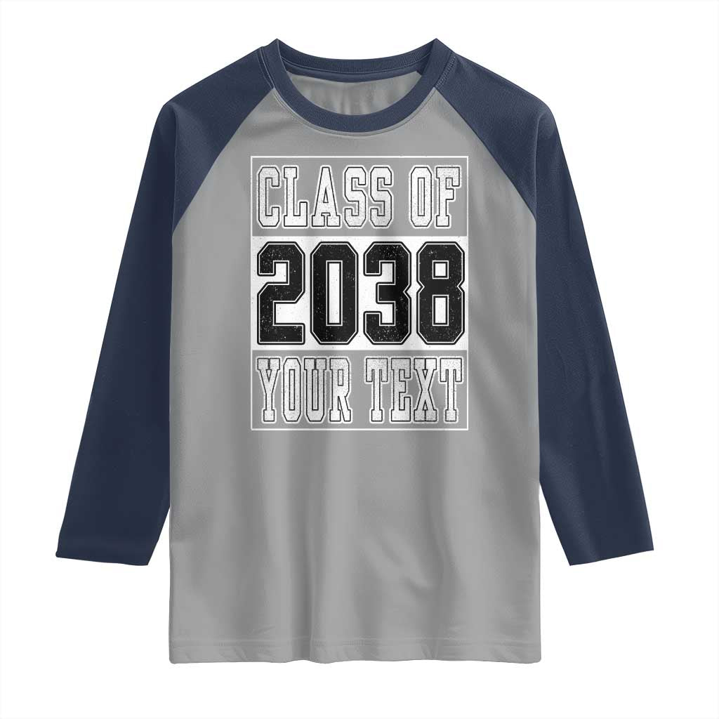 Personalized Class of 2038 Raglan Shirt Custom Name Grow With Me To Graduation TS10 Sport Gray Navy Print Your Wear