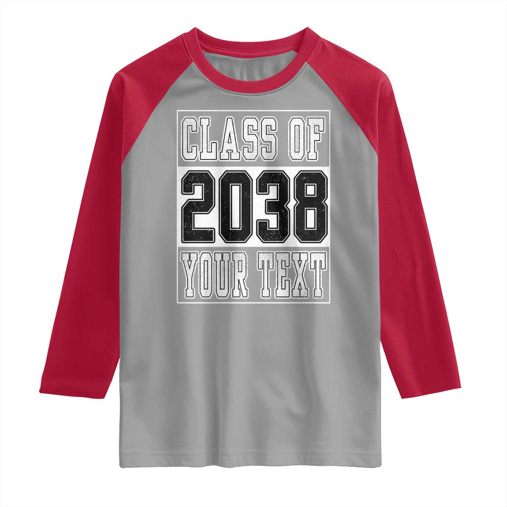 Personalized Class of 2038 Raglan Shirt Custom Name Grow With Me To Graduation TS10 Sport Gray Red Print Your Wear