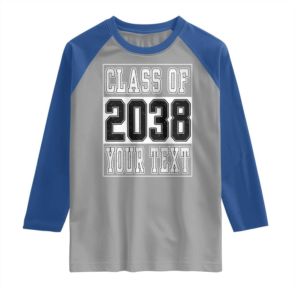 Personalized Class of 2038 Raglan Shirt Custom Name Grow With Me To Graduation TS10 Sport Gray Royal Print Your Wear