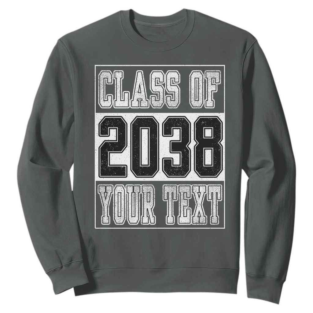 Personalized Class of 2038 Sweatshirt Custom Name Grow With Me To Graduation TS10 Dark Heather Print Your Wear