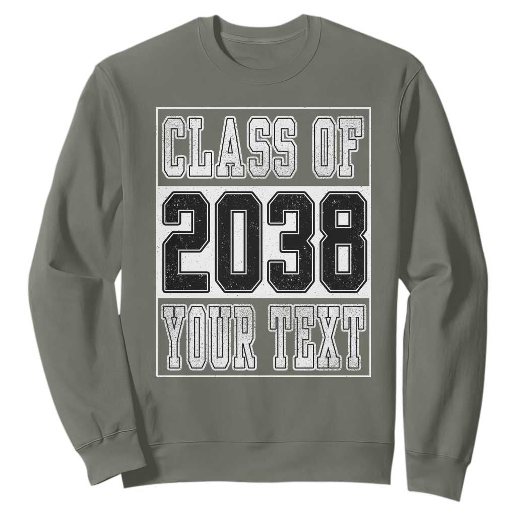 Personalized Class of 2038 Sweatshirt Custom Name Grow With Me To Graduation TS10 Military Green Print Your Wear