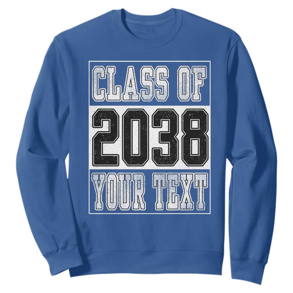 Personalized Class of 2038 Sweatshirt Custom Name Grow With Me To Graduation TS10 Royal Blue Print Your Wear