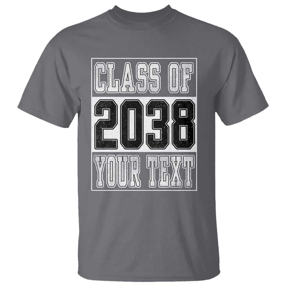 Personalized Class of 2038 T Shirt Custom Name Grow With Me To Graduation TS10 Charcoal Print Your Wear