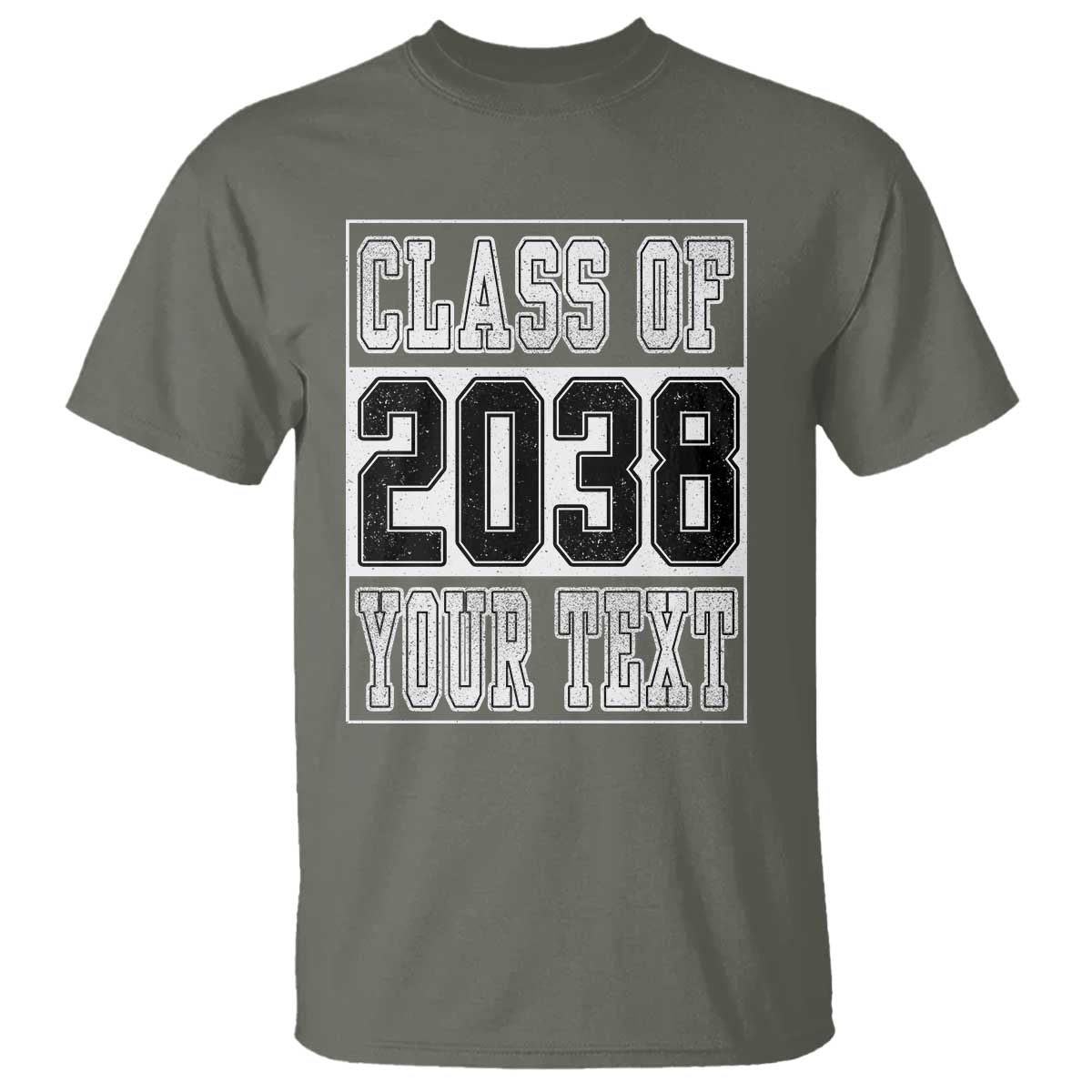 Personalized Class of 2038 T Shirt Custom Name Grow With Me To Graduation TS10 Military Green Print Your Wear