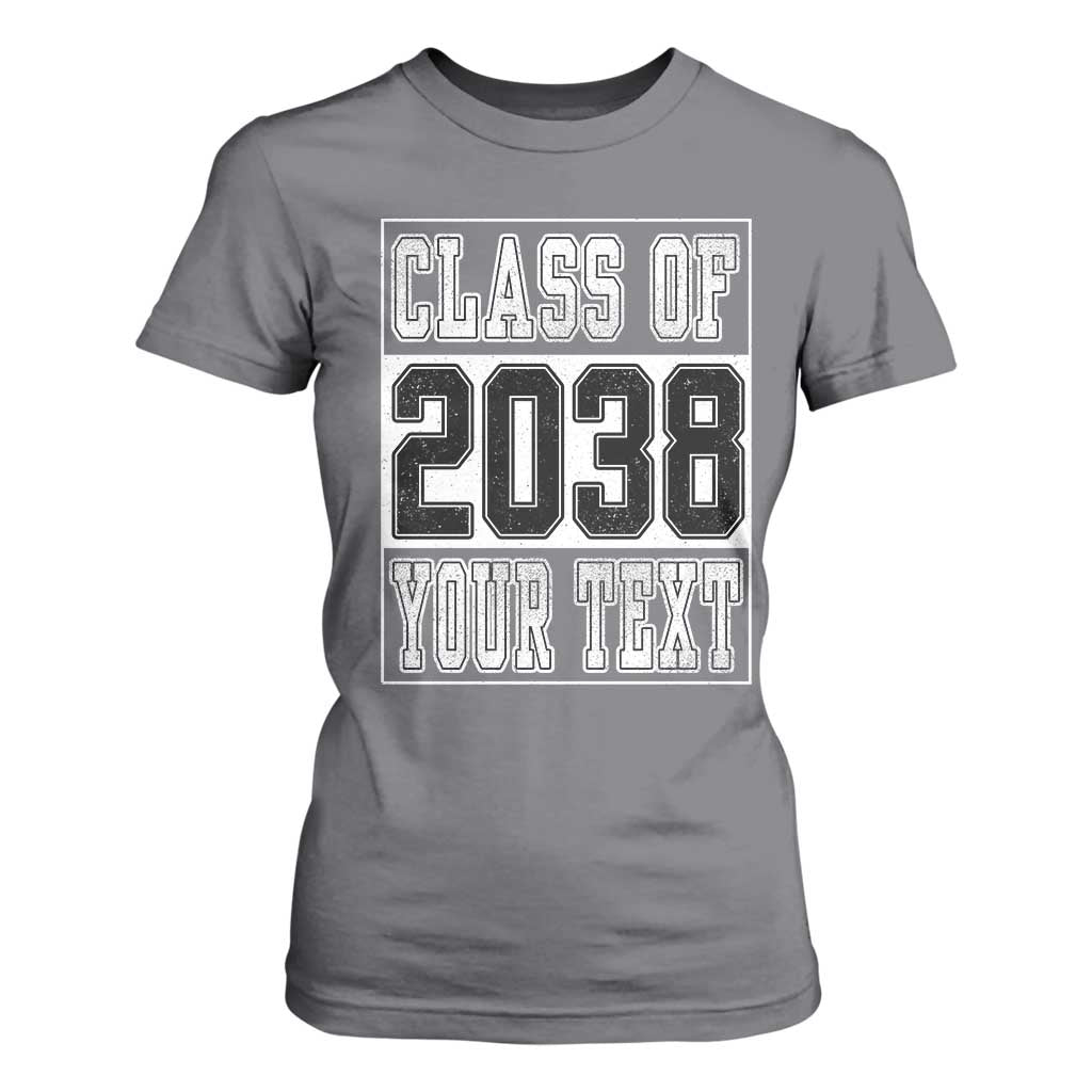 Personalized Class of 2038 T Shirt For Women Custom Name Grow With Me To Graduation TS10 Charcoal Print Your Wear