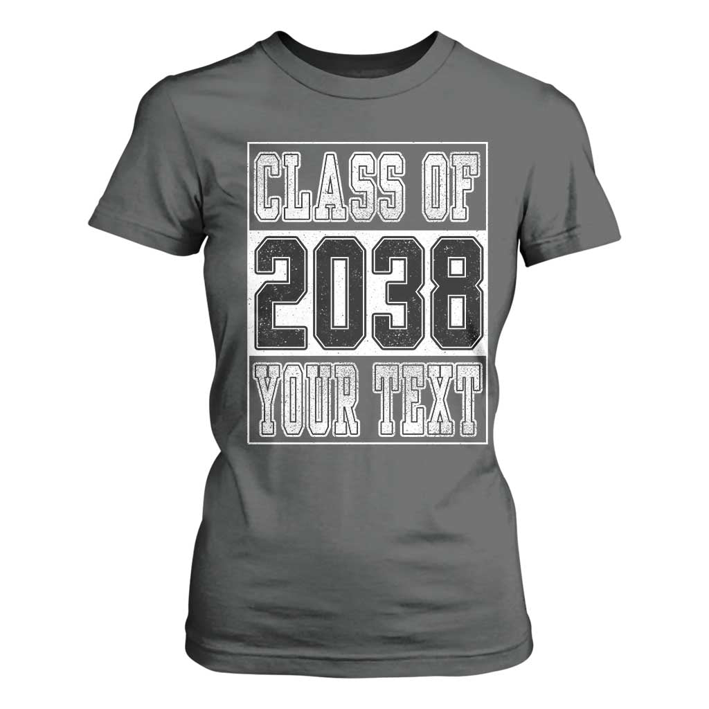 Personalized Class of 2038 T Shirt For Women Custom Name Grow With Me To Graduation TS10 Dark Heather Print Your Wear