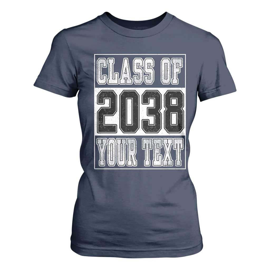 Personalized Class of 2038 T Shirt For Women Custom Name Grow With Me To Graduation TS10 Navy Print Your Wear