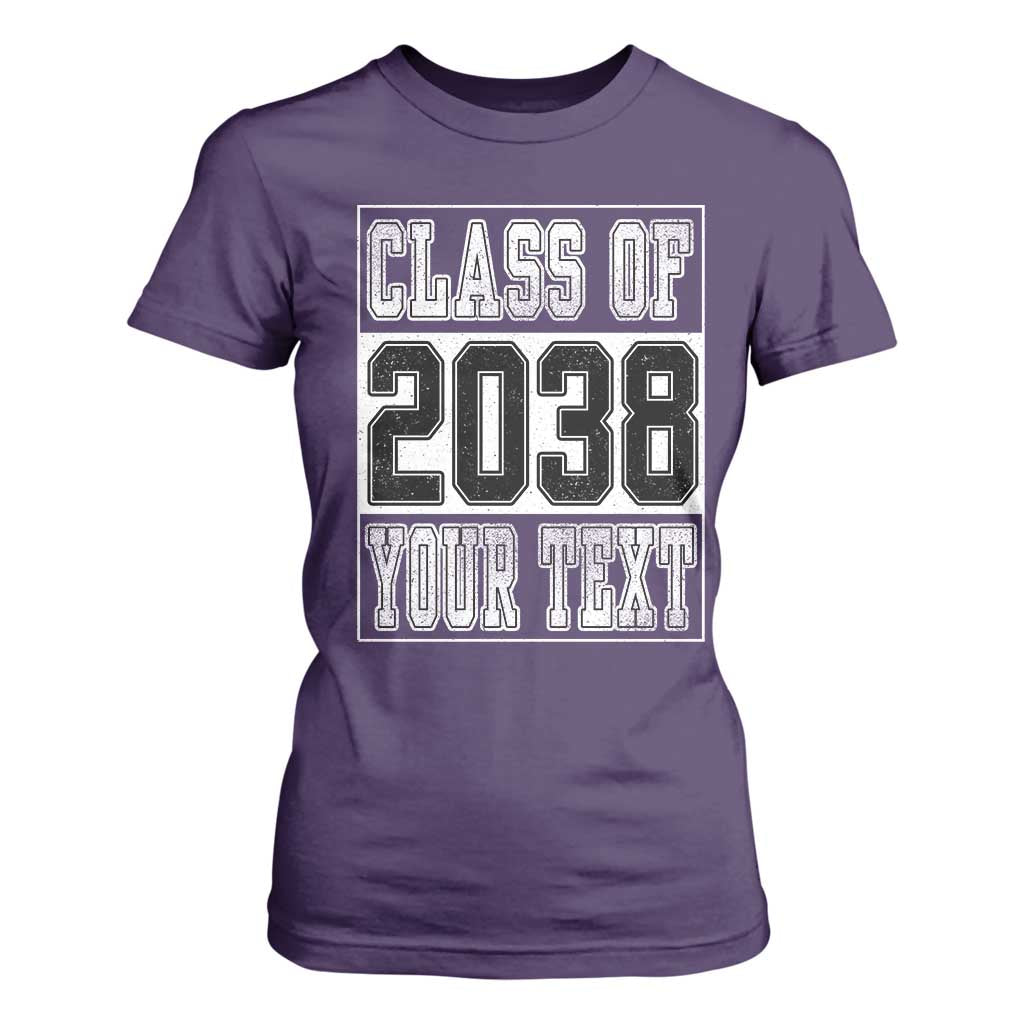 Personalized Class of 2038 T Shirt For Women Custom Name Grow With Me To Graduation TS10 Purple Print Your Wear