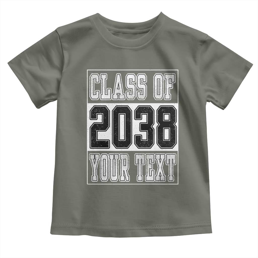 Personalized Class of 2038 Toddler T Shirt Custom Name Grow With Me To Graduation TS10 Military Green Print Your Wear