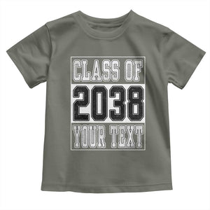 Personalized Class of 2038 Toddler T Shirt Custom Name Grow With Me To Graduation TS10 Military Green Print Your Wear