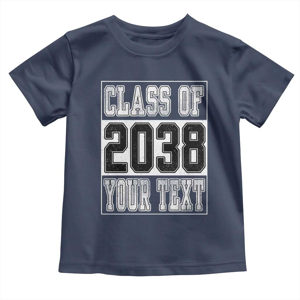 Personalized Class of 2038 Toddler T Shirt Custom Name Grow With Me To Graduation TS10 Navy Print Your Wear