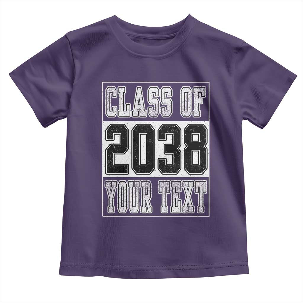 Personalized Class of 2038 Toddler T Shirt Custom Name Grow With Me To Graduation TS10 Purple Print Your Wear