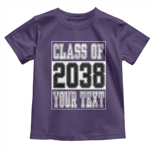 Personalized Class of 2038 Toddler T Shirt Custom Name Grow With Me To Graduation TS10 Purple Print Your Wear