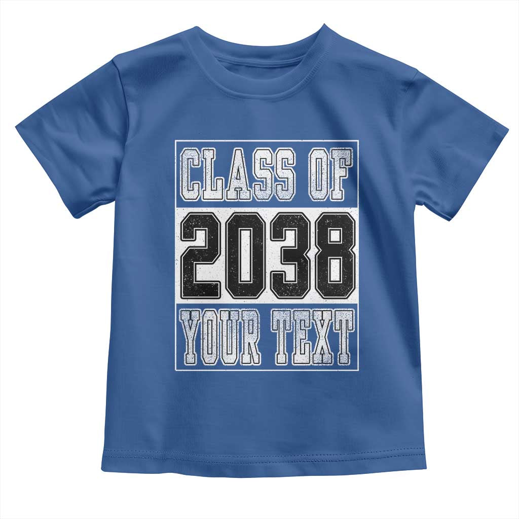 Personalized Class of 2038 Toddler T Shirt Custom Name Grow With Me To Graduation TS10 Royal Blue Print Your Wear