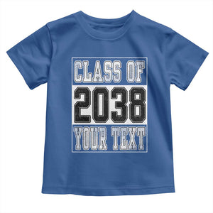 Personalized Class of 2038 Toddler T Shirt Custom Name Grow With Me To Graduation TS10 Royal Blue Print Your Wear