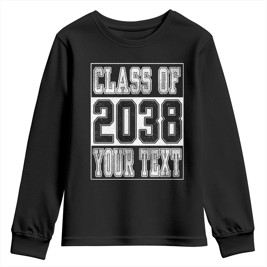 Personalized Class of 2038 Youth Sweatshirt Custom Name Grow With Me To Graduation TS10 Black Print Your Wear