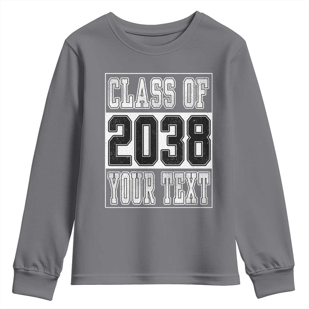 Personalized Class of 2038 Youth Sweatshirt Custom Name Grow With Me To Graduation TS10 Charcoal Print Your Wear