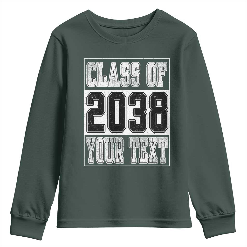 Personalized Class of 2038 Youth Sweatshirt Custom Name Grow With Me To Graduation TS10 Dark Forest Green Print Your Wear