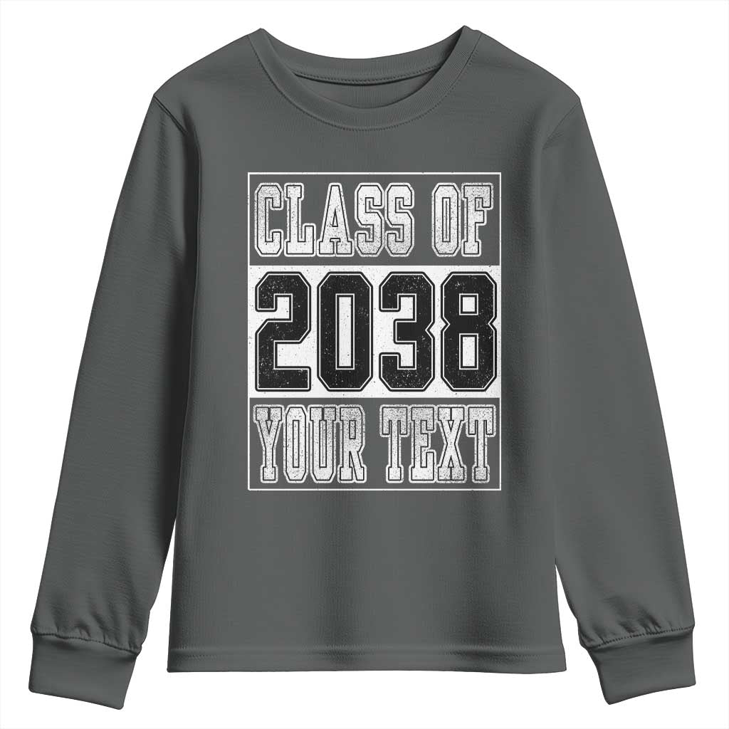 Personalized Class of 2038 Youth Sweatshirt Custom Name Grow With Me To Graduation TS10 Dark Heather Print Your Wear