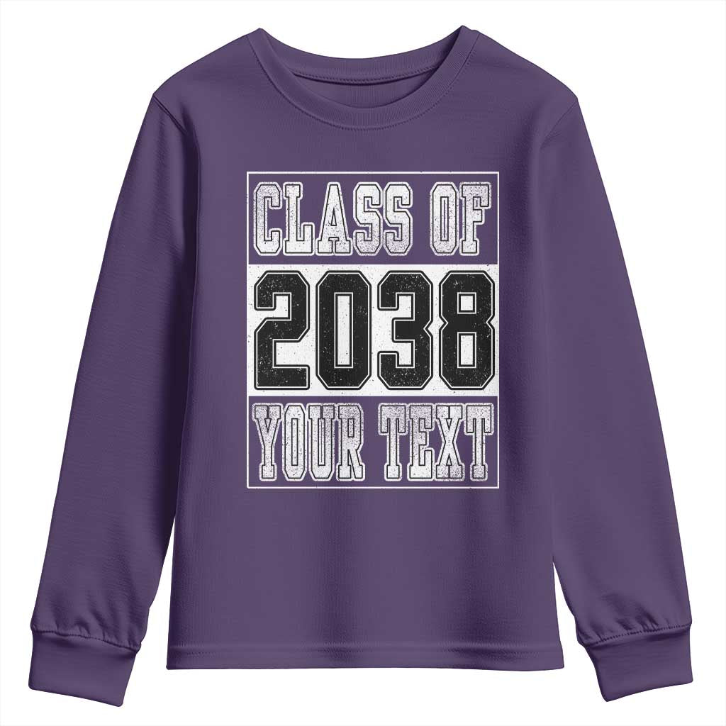 Personalized Class of 2038 Youth Sweatshirt Custom Name Grow With Me To Graduation TS10 Purple Print Your Wear