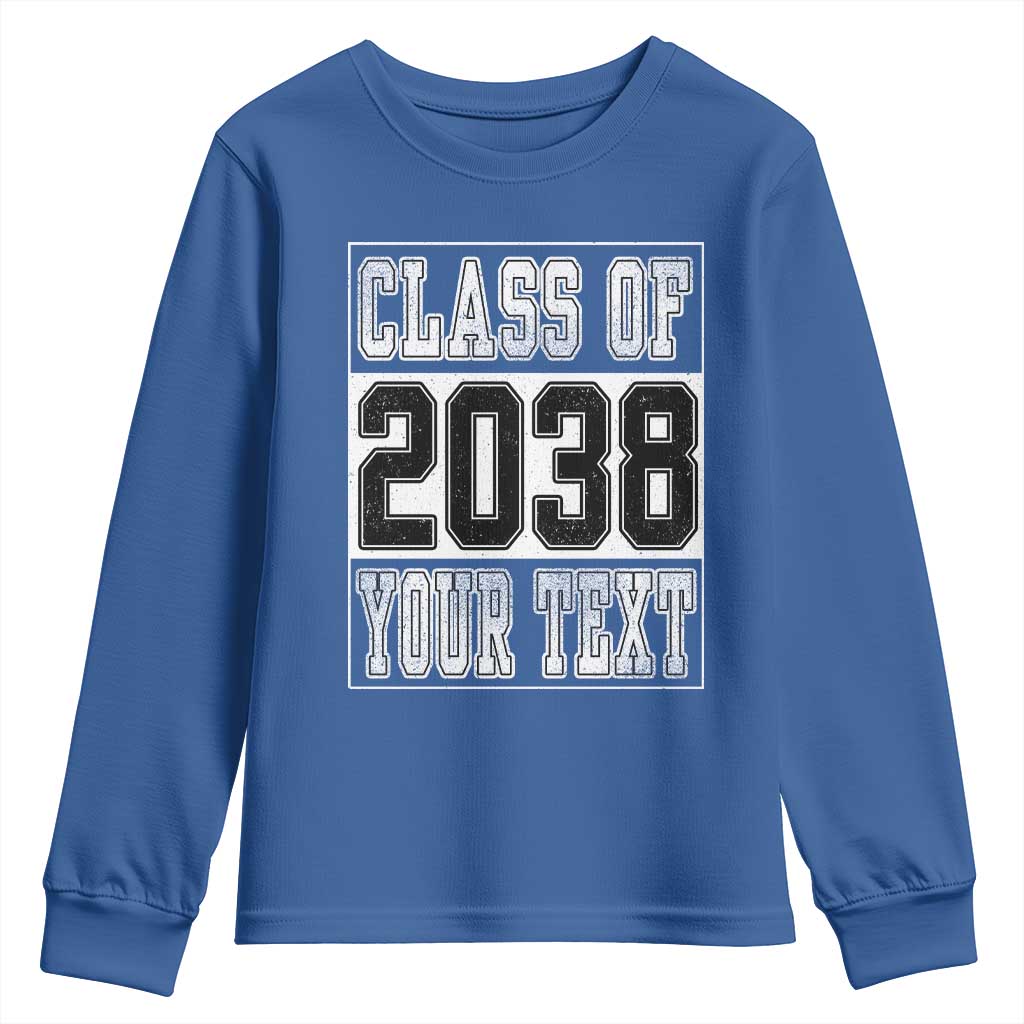 Personalized Class of 2038 Youth Sweatshirt Custom Name Grow With Me To Graduation TS10 Royal Blue Print Your Wear