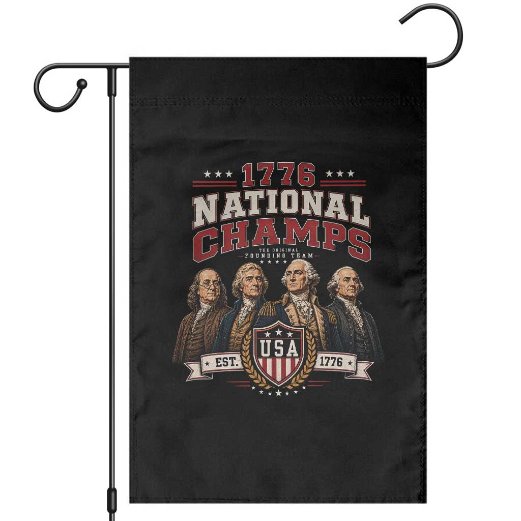 Funny Founding Fathers USA 250th Anniversary Garden Flag 1776 Championship Parody American Flag Vintage Patriotic Humor TS10 Black Print Your Wear