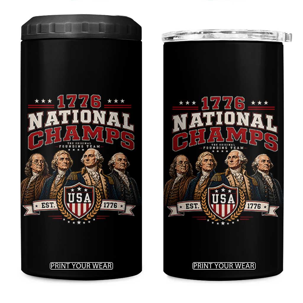Funny Founding Fathers USA 250th Anniversary 4 in 1 Can Cooler Tumbler 1776 Championship Parody American Flag Vintage Patriotic Humor