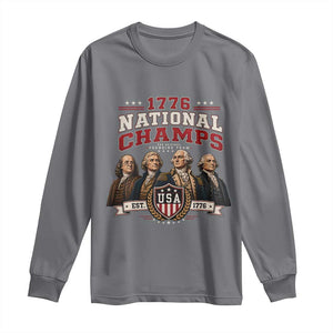 Funny Founding Fathers USA 250th Anniversary Long Sleeve Shirt 1776 Championship Parody American Flag Vintage Patriotic Humor