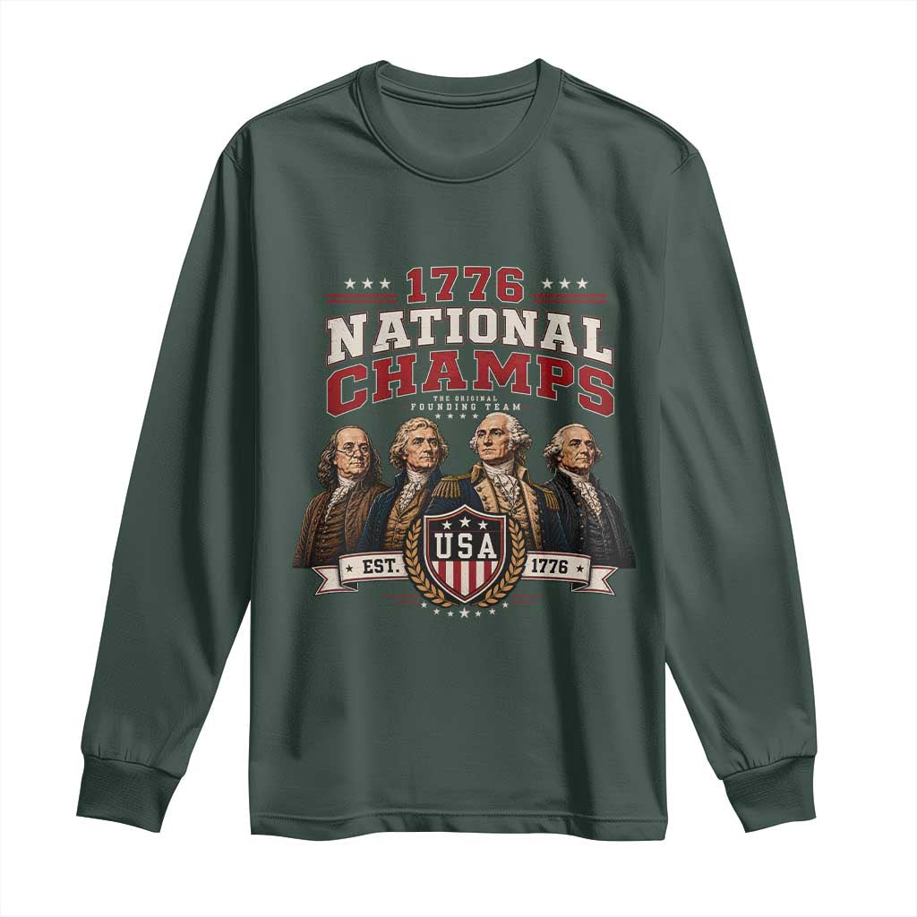 Funny Founding Fathers USA 250th Anniversary Long Sleeve Shirt 1776 Championship Parody American Flag Vintage Patriotic Humor