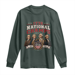 Funny Founding Fathers USA 250th Anniversary Long Sleeve Shirt 1776 Championship Parody American Flag Vintage Patriotic Humor