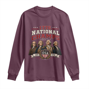 Funny Founding Fathers USA 250th Anniversary Long Sleeve Shirt 1776 Championship Parody American Flag Vintage Patriotic Humor